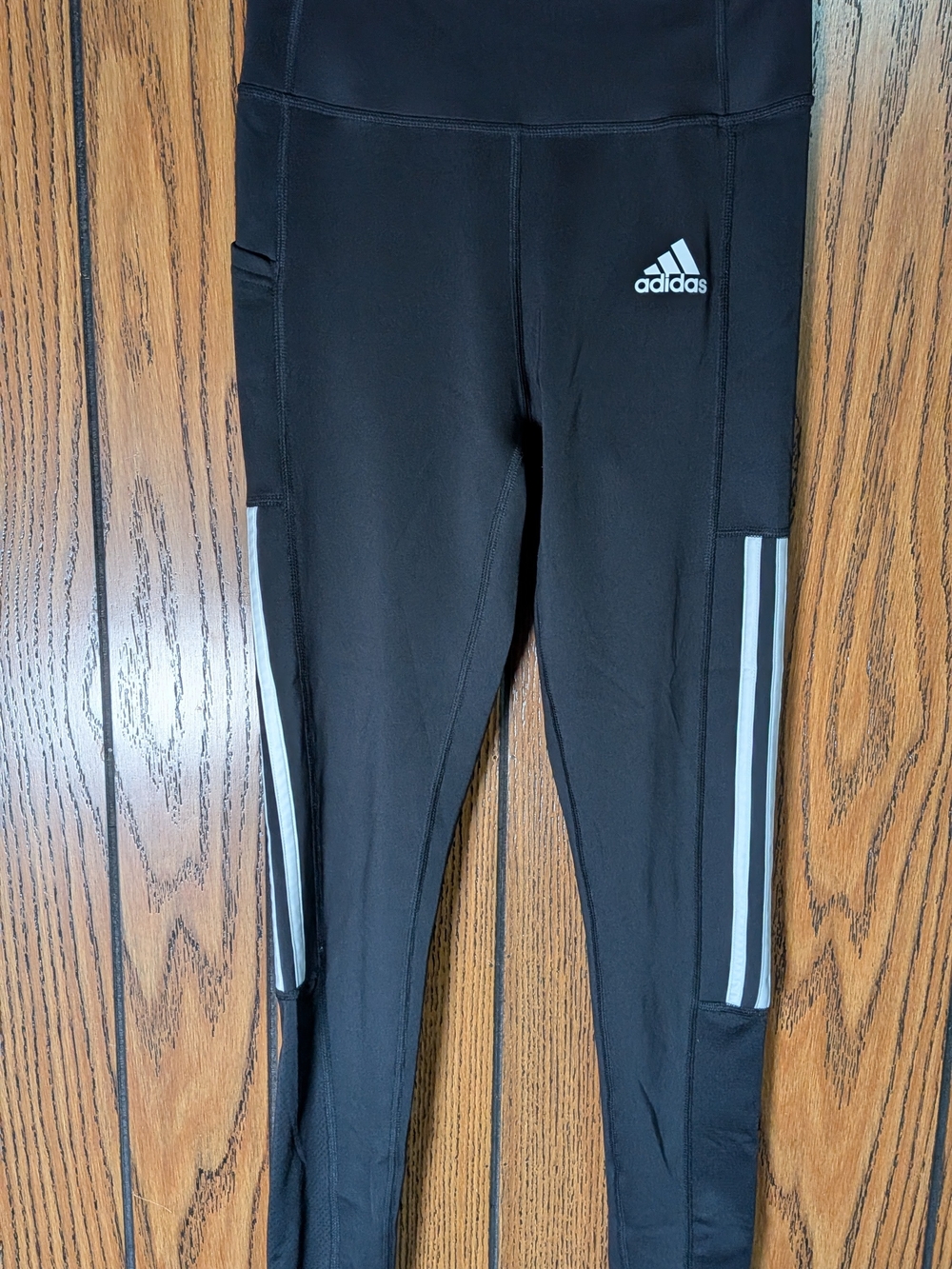 Women's adidas Primegreen Black Leggings with White Side Stripes Like New S